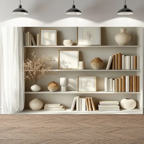 White Polyester Bookshelves