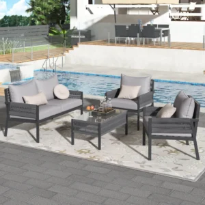 4-Piece Grey Outdoor Furniture Patio Set