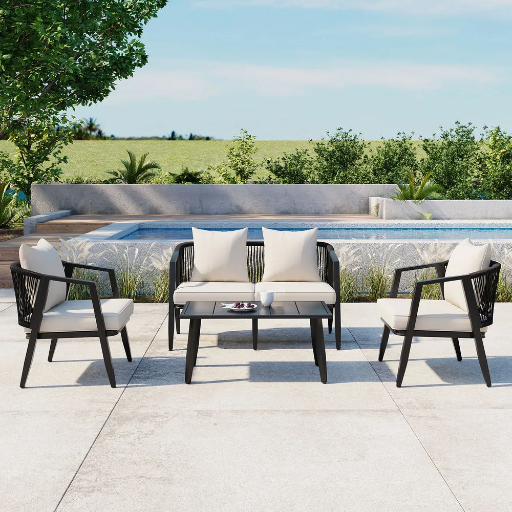 4-Seater Beige Outdoor Furniture Patio Set 2 4-Seater Beige Outdoor Furniture Patio Set