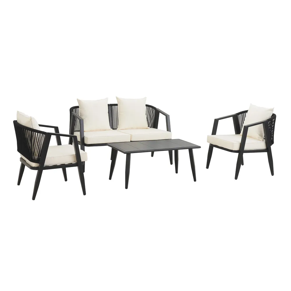 4-Seater Beige Outdoor Furniture Patio Set 4 4-Seater Beige Outdoor Furniture Patio Set