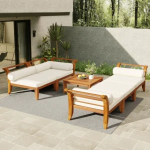 6-Piece Acacia Wood Outdoor Furniture Sectional Set