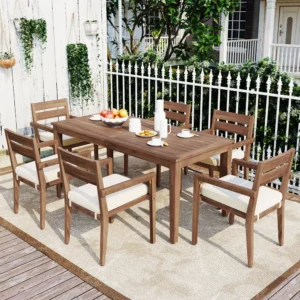 7-Piece Acacia Wood Dining Set